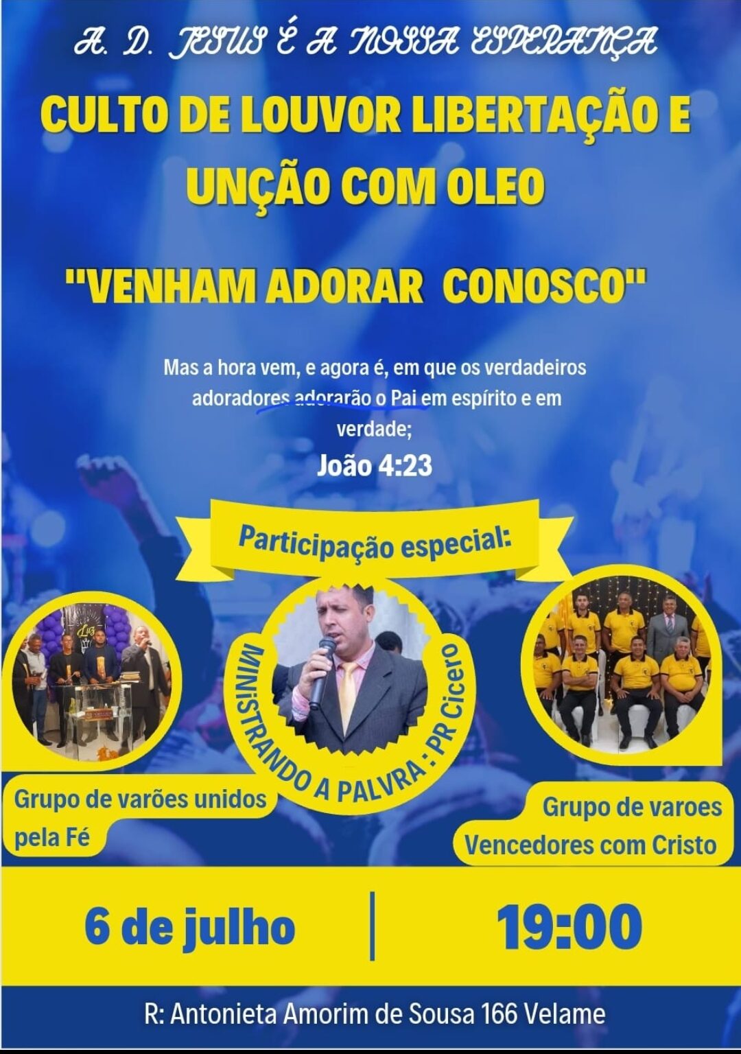 culto de louvor e libertação e unção de óleo